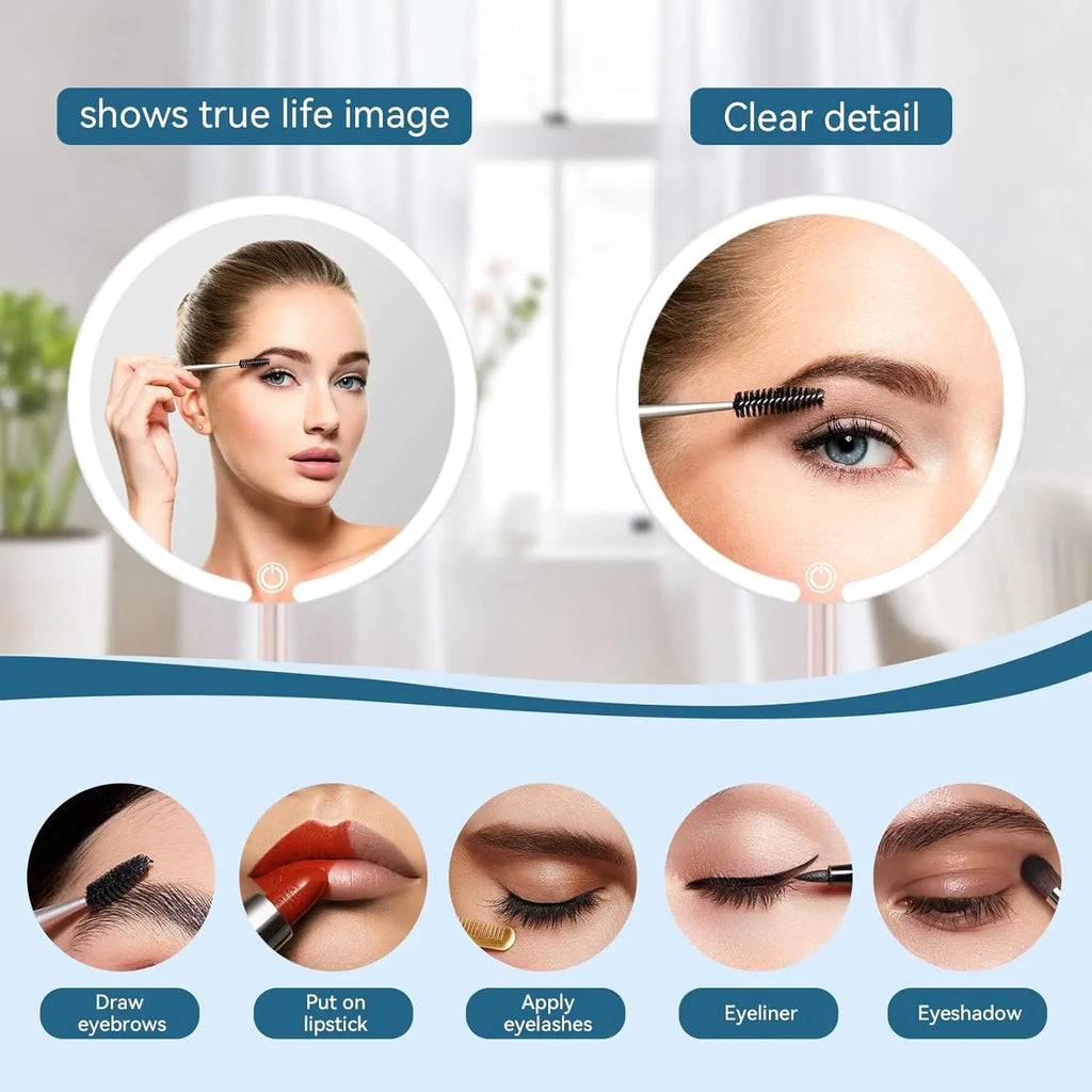 Vanity Makeup Mirror with Lights, Adjustable Brightness, 3 Colors LEDs, Flexible Multi-Angle for Makeup