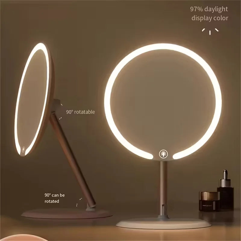 Vanity Makeup Mirror with Lights, Adjustable Brightness, 3 Colors LEDs, Flexible Multi-Angle for Makeup