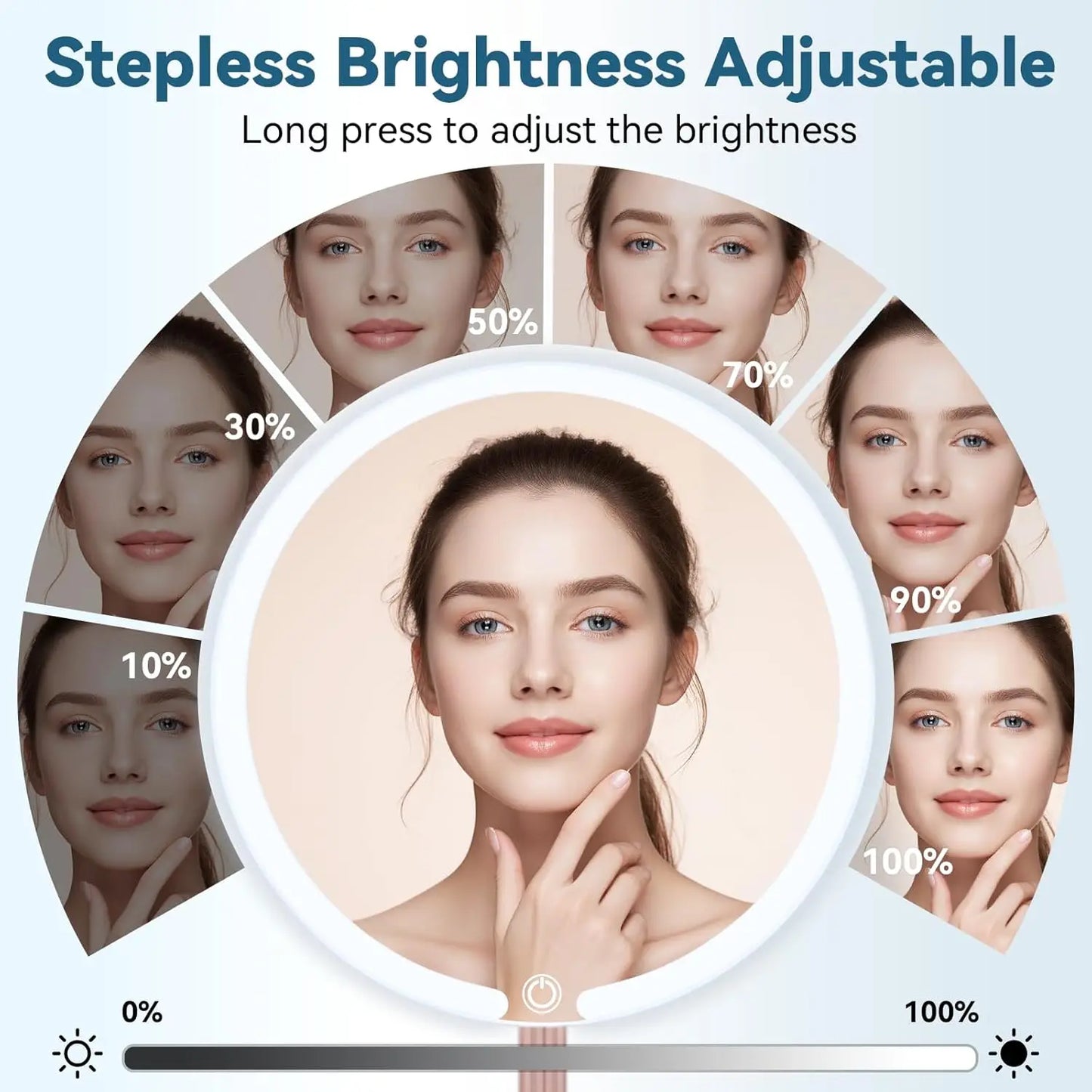 Vanity Makeup Mirror with Lights, Adjustable Brightness, 3 Colors LEDs, Flexible Multi-Angle for Makeup